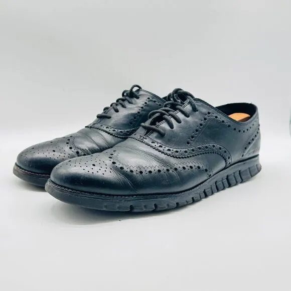 Cole Haan Oxfords Mens 11.5 Black Leather Original Grand Casual Wingtip Shoes