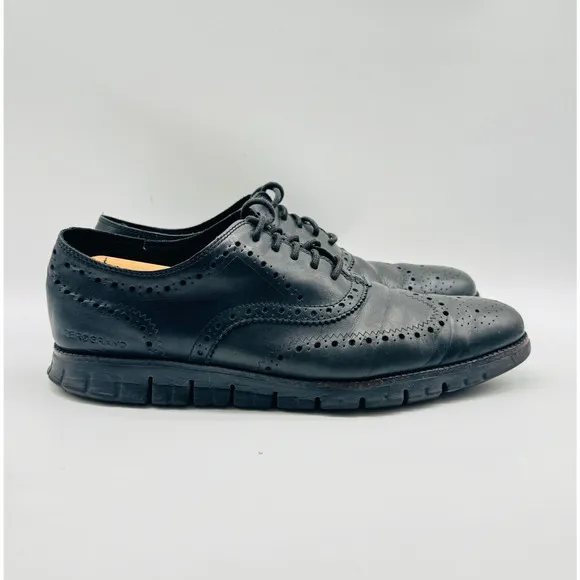 Cole Haan Oxfords Mens 11.5 Black Leather Original Grand Casual Wingtip Shoes