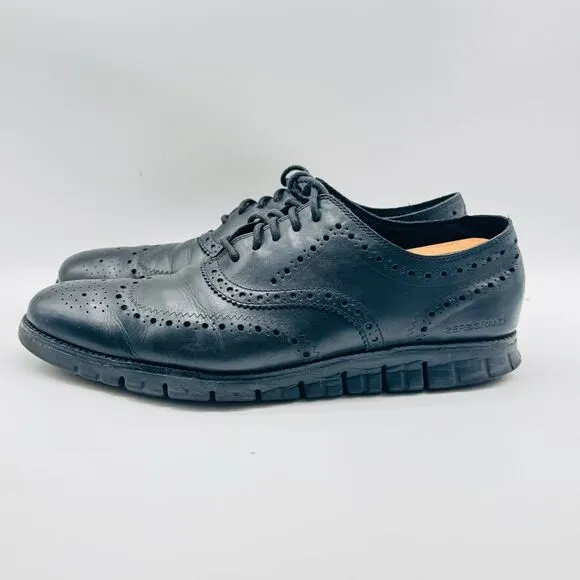 Cole Haan Oxfords Mens 11.5 Black Leather Original Grand Casual Wingtip Shoes