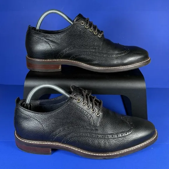 Cole Haan Oxfords Men's 8 M Black Pebbled Leather Watson Wingtip Dress Shoes