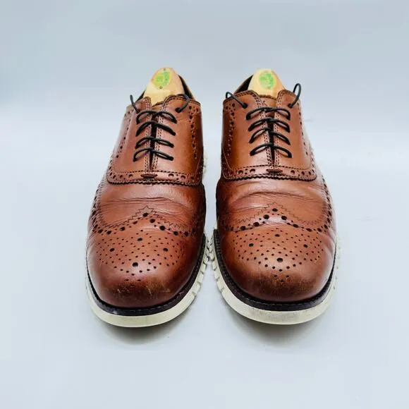 Cole Haan Oxfords Mens 9.5 Brown Leather Zerogrand Leather Wingtip Shoes