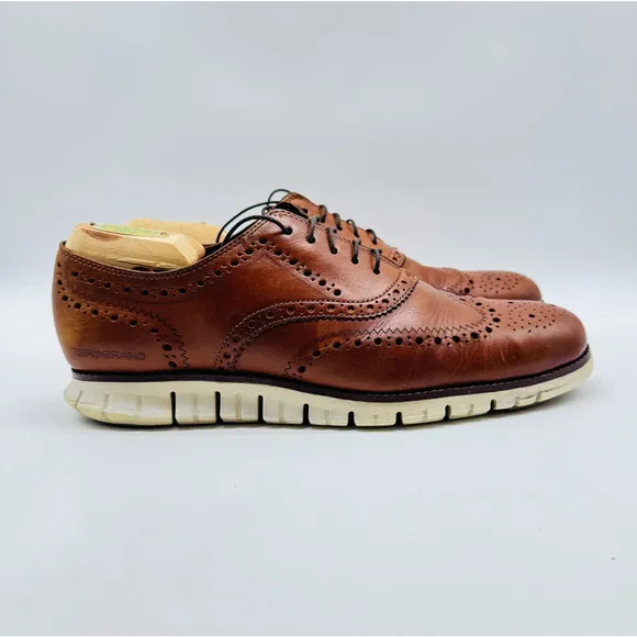 Cole Haan Oxfords Mens 9.5 Brown Leather Zerogrand Leather Wingtip Shoes