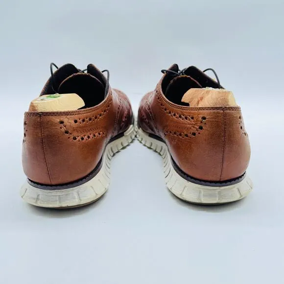 Cole Haan Oxfords Mens 9.5 Brown Leather Zerogrand Leather Wingtip Shoes