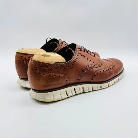 Cole Haan Oxfords Mens 9.5 Brown Leather Zerogrand Leather Wingtip Shoes