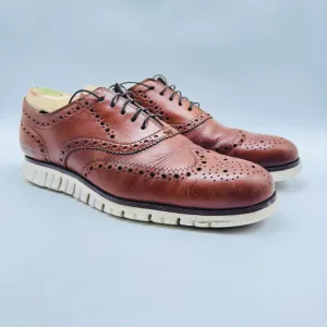 Cole Haan Oxfords Mens 9.5 Brown Leather Zerogrand Leather Wingtip Shoes