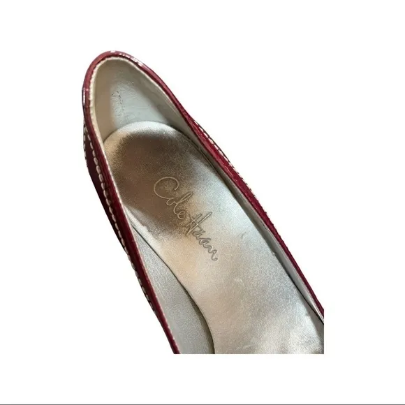 Cole Haan Red Patent Leather Square Toe Heels - EUC