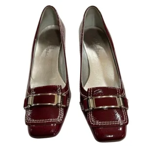 Cole Haan Red Patent Leather Square Toe Heels - EUC