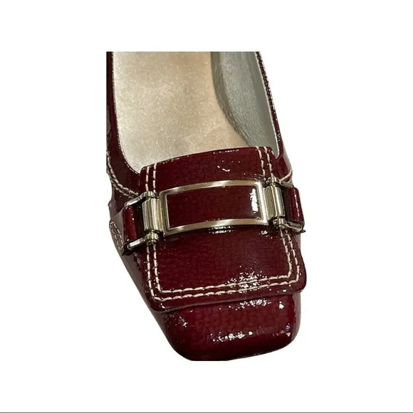 Cole Haan Red Patent Leather Square Toe Heels - EUC