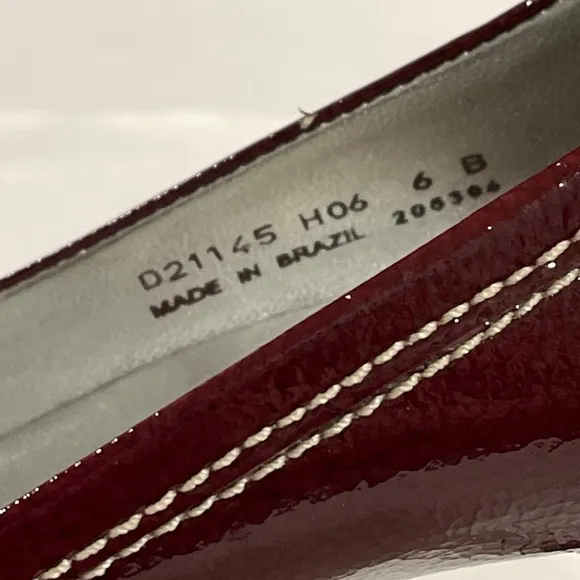 Cole Haan Red Patent Leather Square Toe Heels - EUC
