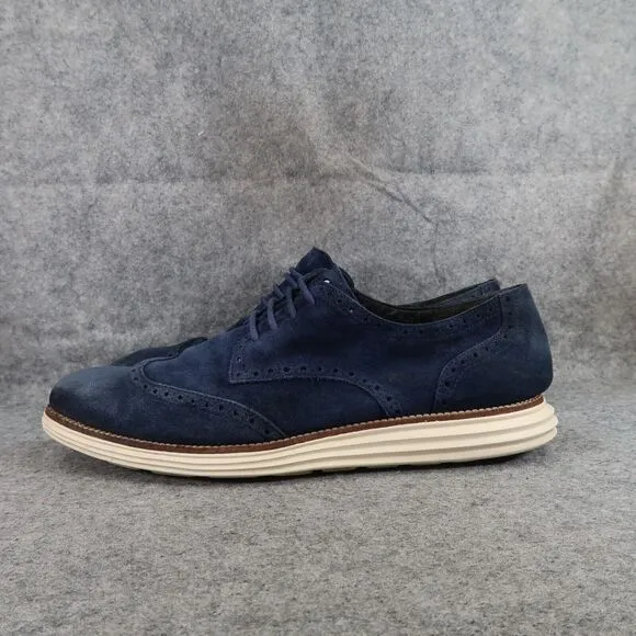 Cole Haan Shoes Mens 13 Oxfords Wingtip Lunargrand Leather Classic Blue Fashion