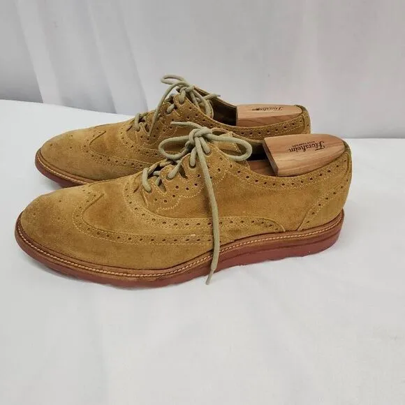 COLE HAAN Size 12 Christy Wedge Gilley Oxfords Wingtip Beige Vibram Suede Men's