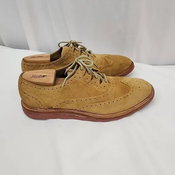 COLE HAAN Size 12 Christy Wedge Gilley Oxfords Wingtip Beige Vibram Suede Men's