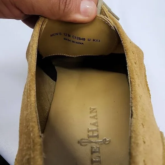 COLE HAAN Size 12 Christy Wedge Gilley Oxfords Wingtip Beige Vibram Suede Men's