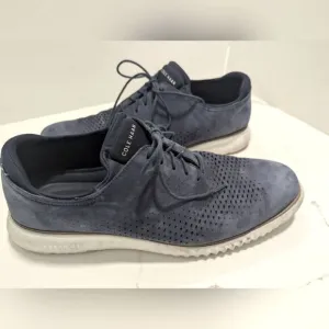 Cole Haan Sued leather Men's Navy Sneakers ZERØGRAND Laser Wingtip Oxfords 13M