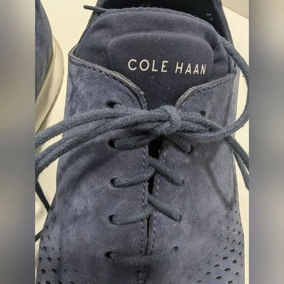 Cole Haan Sued leather Men's Navy Sneakers ZERØGRAND Laser Wingtip Oxfords 13M