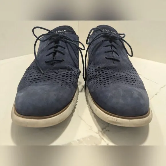 Cole Haan Sued leather Men's Navy Sneakers ZERØGRAND Laser Wingtip Oxfords 13M