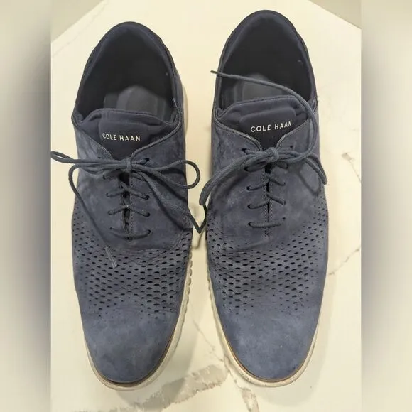 Cole Haan Sued leather Men's Navy Sneakers ZERØGRAND Laser Wingtip Oxfords 13M