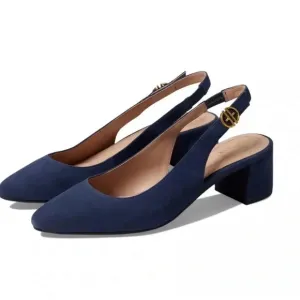 Cole Haan The Go-To Slingback Pump 2in Block Heels in Blue Suede Size 8