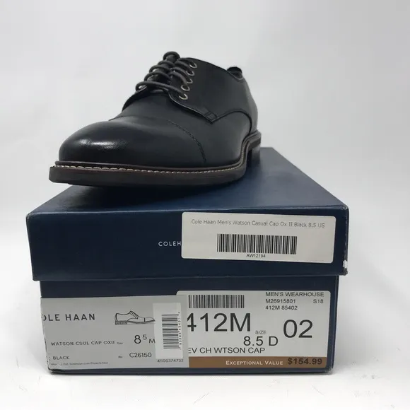 Cole Haan Watson Cap Toe Oxfords, Men's Size 8.5D - Black