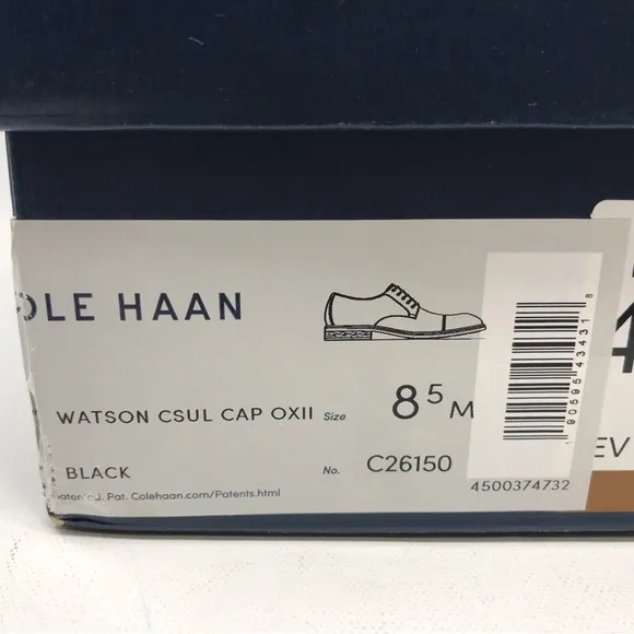 Cole Haan Watson Cap Toe Oxfords, Men's Size 8.5D - Black