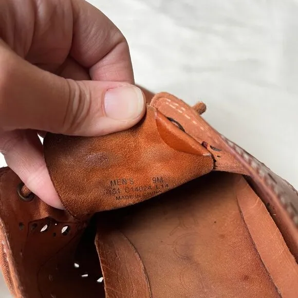 Cole Haan ZERØGRAND Leather Wingtip Brogue Oxfords in Cognac Men's 9