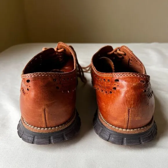 Cole Haan ZERØGRAND Leather Wingtip Brogue Oxfords in Cognac Men's 9