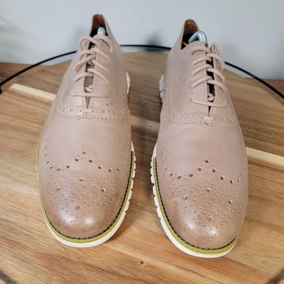 Cole Haan Zero grand Leather Oxford Wing Tips Size 10.5 light tan / taupe