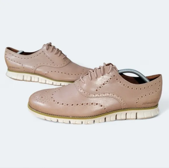 Cole Haan Zero grand Leather Oxford Wing Tips Size 10.5 light tan / taupe