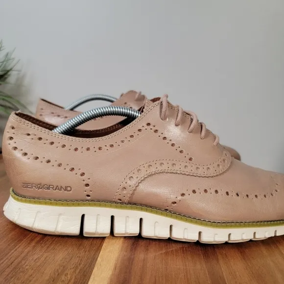 Cole Haan Zero grand Leather Oxford Wing Tips Size 10.5 light tan / taupe
