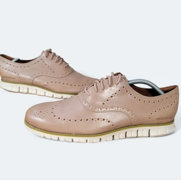 Cole Haan Zero grand Leather Oxford Wing Tips Size 10.5 light tan / taupe