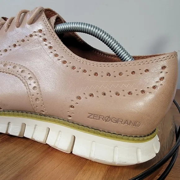Cole Haan Zero grand Leather Oxford Wing Tips Size 10.5 light tan / taupe