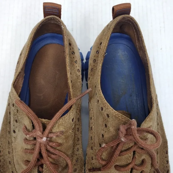 Cole Haan ZeroGrand Bourbon Brown Suede Leather Wingtip Dress Oxfords Size 10.5M