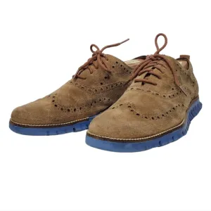 Cole Haan ZeroGrand Bourbon Brown Suede Leather Wingtip Dress Oxfords Size 10.5M