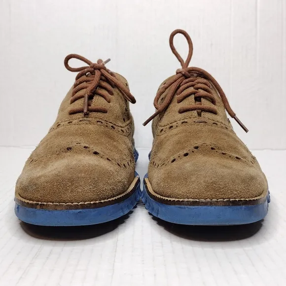 Cole Haan ZeroGrand Bourbon Brown Suede Leather Wingtip Dress Oxfords Size 10.5M