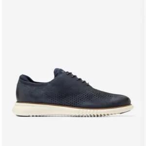 Cole Haan Zerogrand Laser Wingtip Oxford Shoes 10W Navy Blazer Suede C23806 EUC