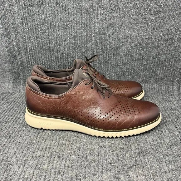 Cole Haan Zerogrand Lined Laser Wingtip Oxfords Brown Leather Mens 11 M C33816