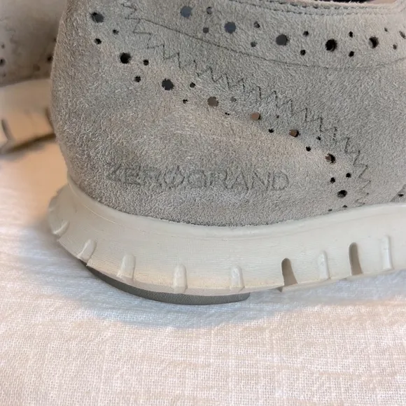 Cole Haan ZeroGrand Oxford Sneaker Sole Wingtip Gray Suede Perforated Size 7