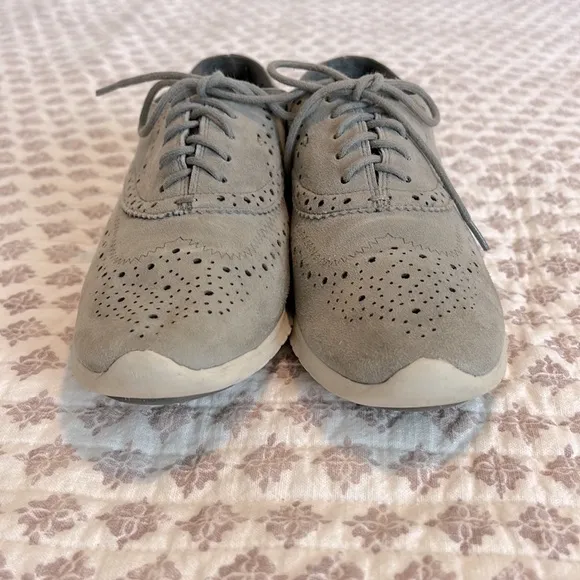 Cole Haan ZeroGrand Oxford Sneaker Sole Wingtip Gray Suede Perforated Size 7