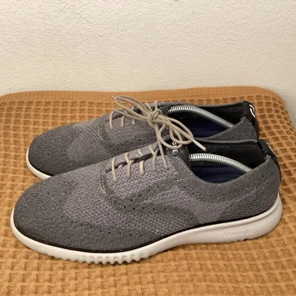 Cole Haan Zerogrand Stitchlite Knit Mens Sz 10.5 Wingtip Oxfords Gray C27565