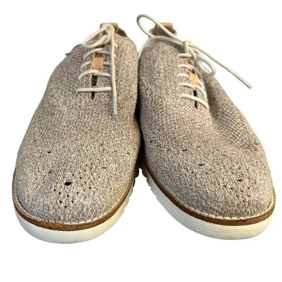 Cole HAAN Zerogrand Stitchlite Oxfords Mens 11M Knit Lace Up Amphora/Ivory
