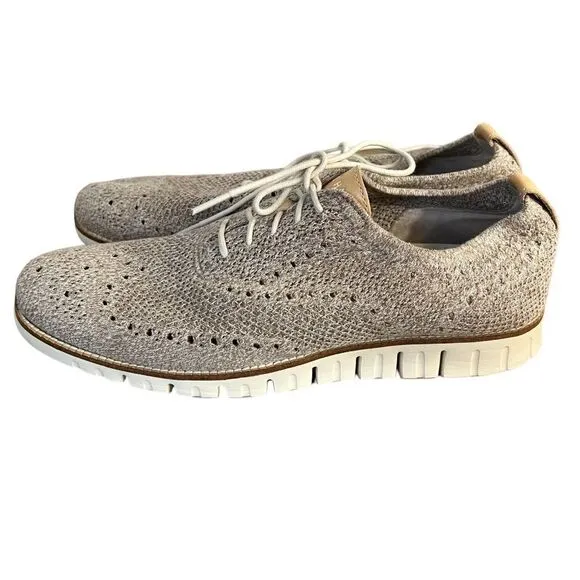 Cole HAAN Zerogrand Stitchlite Oxfords Mens 11M Knit Lace Up Amphora/Ivory