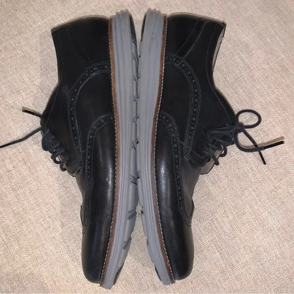 Cole Haan ZeroGrand Wingtip Oxfords Black Leather Mens