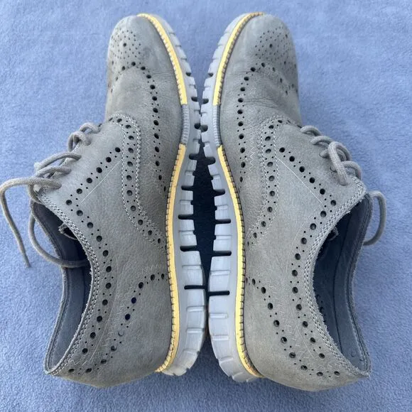 Cole Haan Zerogrand Wingtip Oxfords Mens Size 8.5 Nubuck Leather Gray C29772