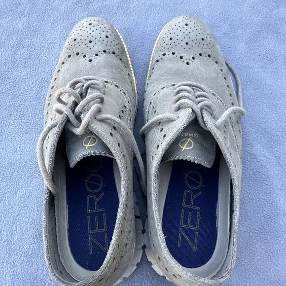 Cole Haan Zerogrand Wingtip Oxfords Mens Size 8.5 Nubuck Leather Gray C29772