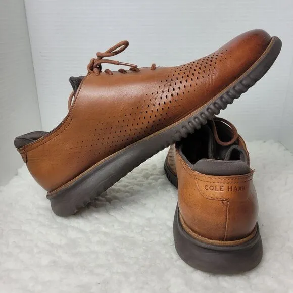 Cole Haan 2.ZeroGrand Men's Sneaker Size 13 Laser Wingtip Oxfords Brown Leather