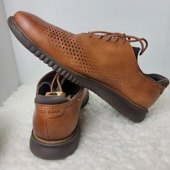 Cole Haan 2.ZeroGrand Men's Sneaker Size 13 Laser Wingtip Oxfords Brown Leather