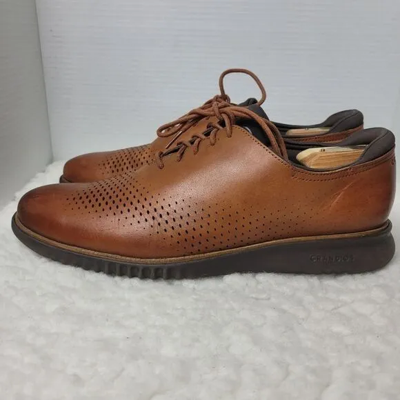 Cole Haan 2.ZeroGrand Men's Sneaker Size 13 Laser Wingtip Oxfords Brown Leather