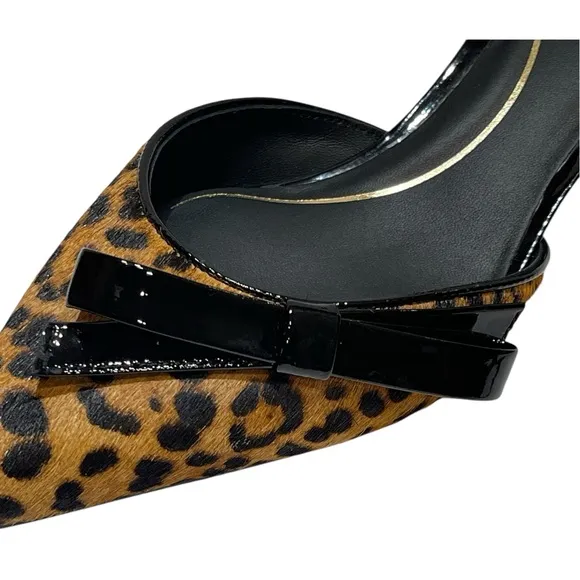 COLE HANN NOELLA BOW CALF HAIR LEOPARD PRINT SLINGBACK PUMPS SZ 8 B NEW!