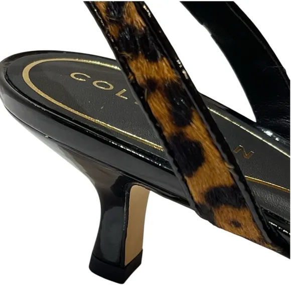COLE HANN NOELLA BOW CALF HAIR LEOPARD PRINT SLINGBACK PUMPS SZ 8 B NEW!