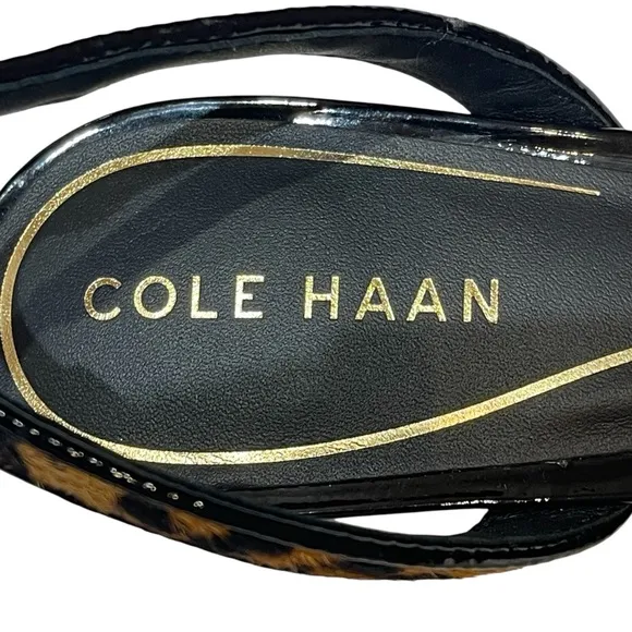 COLE HANN NOELLA BOW CALF HAIR LEOPARD PRINT SLINGBACK PUMPS SZ 8 B NEW!